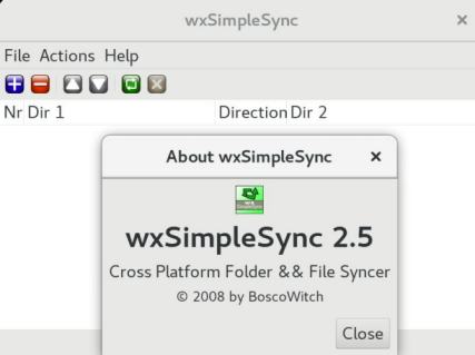 wxSimpleSync linux about dialog